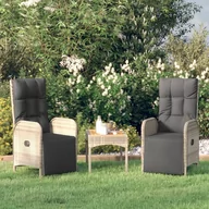 Fotele i krzesła ogrodowe - vidaXL Rozkładane krzesła ogrodowe z poduszkami, 2 szt., polirattan - miniaturka - grafika 1