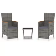 Meble ogrodowe - vidaXL 3-cz. zestaw wypoczynkowy do ogrodu, poduszki, rattan PE, szary 3059365 - miniaturka - grafika 1