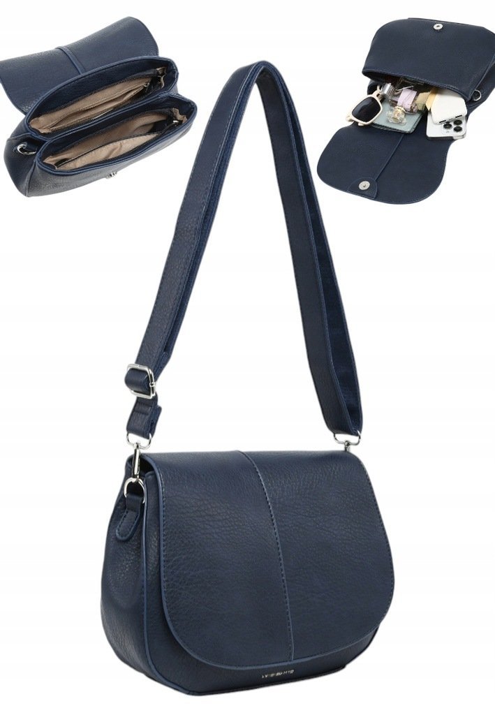 Torebka Torba Damska Listonoszka LUIGISANTO Pasek V6813 Blue