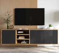 Szafki RTV - Wisząca szafka RTV Loft komoda RTV wotan czarny MAT 150 cm - miniaturka - grafika 1