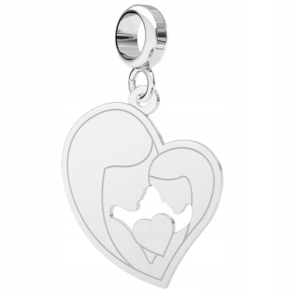 Charms Srebrny Matka z Córką Rodzina Family Serce Serduszko Love SREBRO 925
