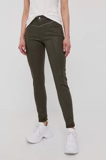 Spodnie damskie - Morgan spodnie damskie kolor zielony dopasowane medium waist - grafika 1