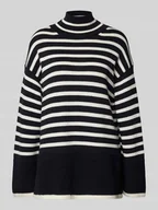 Swetry damskie - Sweter z dzianiny o kroju oversize z czystej bawełny w stylu marynarskim - miniaturka - grafika 1
