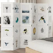 Parawany - Parawan pokojowy, 6-panelowy, biały, lite drewno paulowni - miniaturka - grafika 1