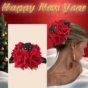 Inne - TEMU Elegancka Podwójna Róża Spinka do Włosów - Duży Design w Kształcie Rekina, Jednokolorowy Uchwyt do Kucyka, Idealny Prezent na Walentynki - miniaturka - grafika 1