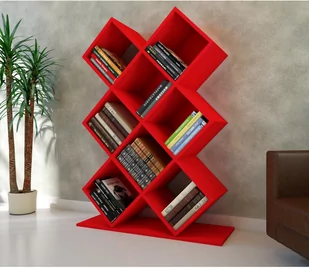 Biblioteczka KUMSAL 129x90 cm czerwona - Regały - miniaturka - grafika 1