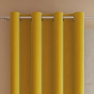 Zasłony - Gotowa zasłona z miękkiej welwetowej tkaniny Velvi, kolor żółty na przelotkach 140x260 cm - miniaturka - grafika 1