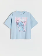 Koszulki dla dziewczynek - Reserved - Bawełniany t-shirt Lilo i Stitch - jasnoniebieski - miniaturka - grafika 1