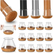 Zawiasy, okucia i inne akcesoria - 20 przezroczystych silikonowych ochraniaczy podłogowych z filcowym owinięciem, osłony na nogi krzeseł, średnica 20-30 mm. - miniaturka - grafika 1