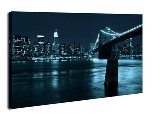 Nowy Jork. Manhattan and Brooklyn Bridge - obraz na płótnie Wymiar do wyboru: 70x50 cm - Obrazy i zdjęcia na płótnie - miniaturka - grafika 1