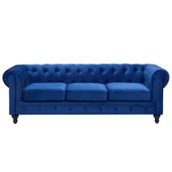 Sofy i kanapy - Beliani Sofa trzyosobowa tapicerowana granatowa CHESTERFIELD - miniaturka - grafika 1