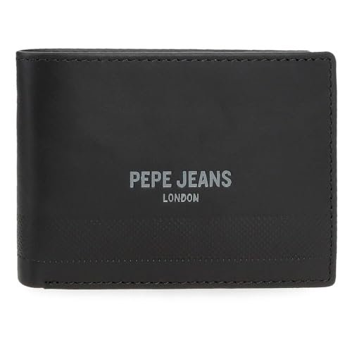 Pepe Jeans Głęboki poziomy portfel z portmonetką czarny 11,5x8x1 cm Skóra by Joumma Bags, Czarny (Black), Talla única, Poziomy portfel z portfelem