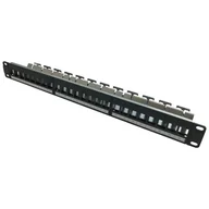 Szafy rack - Patch panel keystone rack 19" 1u, 24 porty, ftp, stp, netrack, czarny 104-26 - miniaturka - grafika 1