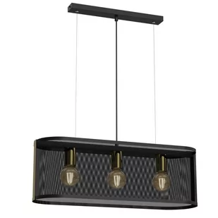 Luminex Oval 4151 lampa wisząca zwis 3x60W E27 czarna/złota - Lampy sufitowe - miniaturka - grafika 1