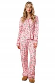 Piżamy damskie - BAWEŁNIANA PIŻAMA DAMSKA DWUCZĘŚCIOWA NA GUZICZKI ŚWIĄTECZNA LASKA RÓŻOWA - miniaturka - grafika 1