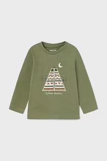 Bluzki dla chłopców - Mayoral longsleeve bawełniany dziecięcy kolor zielony z nadrukiem - grafika 1