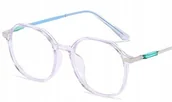 Okulary korekcyjne, oprawki, szkła - Okulary korekcyjne duże minusy błękitne -0.5 - miniaturka - grafika 1