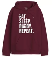 Bluzy męskie - Republic Of California "Jedz, Sleep, Rugby, Repeat" UXREPCZSW029 Bluza męska, Bordeaux, Rozmiar M, Bordowy, XXL - miniaturka - grafika 1