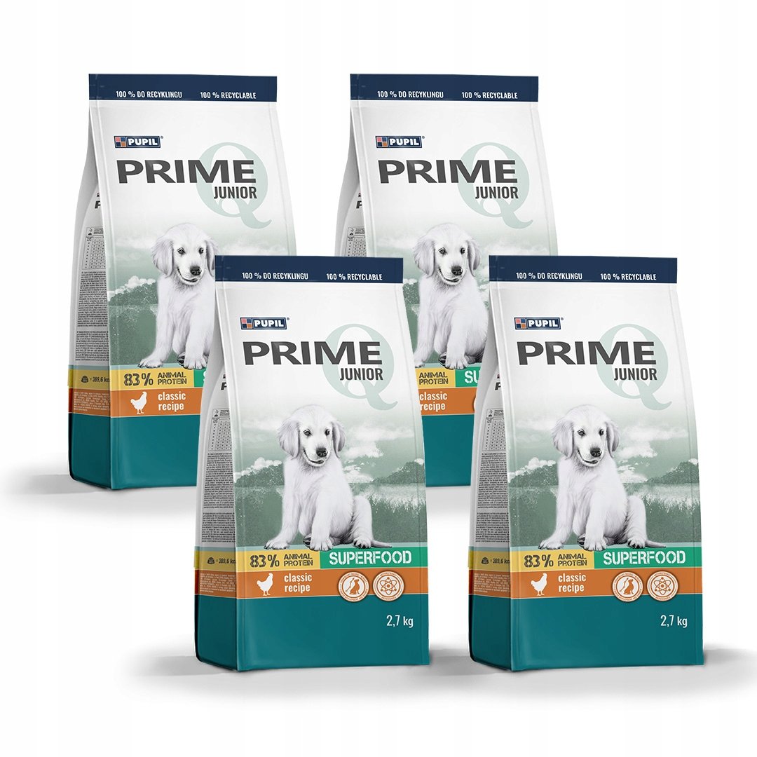 Karma Sucha Dla Psa Pupil Prime Quality Junior Bogata W Kurczaka Z Ryżem 4 X 2,7 Kg