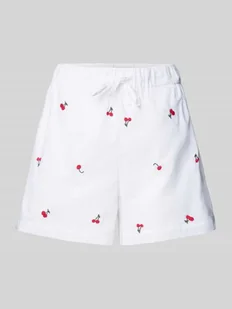 Szorty o kroju relaxed fit z czystej bawełny z haftami model ‘GRACE’ - Spodenki damskie - miniaturka - grafika 1