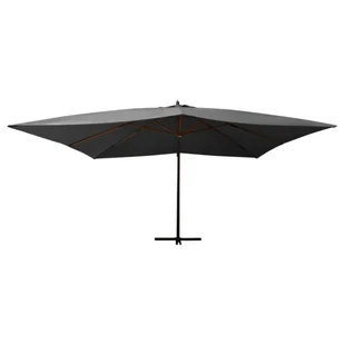 Wiszący parasol z drewnianym słupkiem, 400x300 cm, antracytowy - Parasole ogrodowe - miniaturka - grafika 3