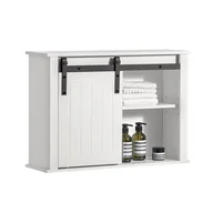 Szafki łazienkowe - SoBuy SZAFKA PÓŁKA ŁAZIENKOWA WISZĄCE PRZESUWNE DRZWI BIAŁY 68 CM BZR71-W - miniaturka - grafika 1