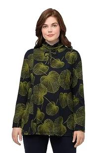 Ulla Popken Damska koszulka z nadrukiem z Turtleneck and Leaf Print, morski, 50/52 - Koszulki i topy damskie - miniaturka - grafika 1