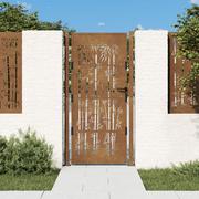 Bramy garażowe - vidaXL Furtka ogrodowa, 105x180 cm, stal kortenowska, motyw bambusa - miniaturka - grafika 1