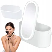Lusterka do makijażu - Lusterko Do Makijażu Lustro Kosmetyczne Stojące Podświetlane Z Kosmetyczką - miniaturka - grafika 1
