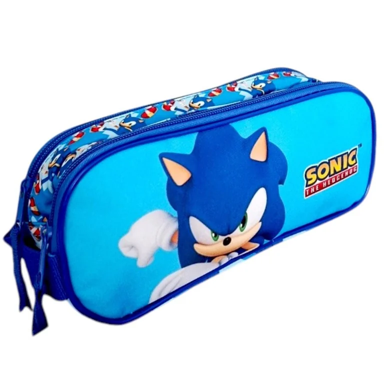 Piórnik Szkolny saszetka Sonic The Hedgehog dwukomorowy z Dwoma Zamkami