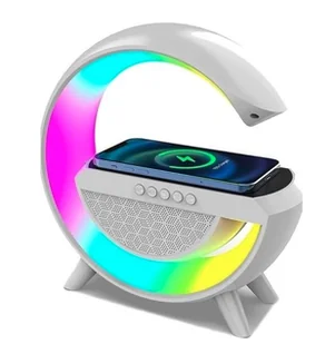 LAMPKA NOCNA LED RGB Głośnik Ładowarka Indukcyjna QI USB - Ładowarki do telefonów - miniaturka - grafika 1