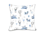 Pościel dla dzieci - Poszewka na suwak 40x40 cm BAWEŁNA 100% SAMOLOTY BŁĘKIT - miniaturka - grafika 1