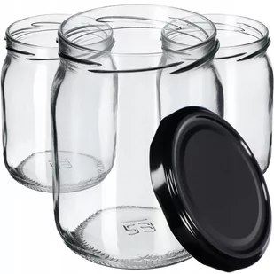Słoiki Senna 540ml 16 szt. 82mm + wieczka czarne - Pojemniki kuchenne - miniaturka - grafika 1