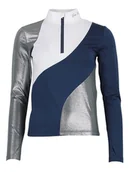 Koszulki sportowe damskie - Peak Mountain Koszulka funkcyjna w kolorze granatowo-srebrno-białym - miniaturka - grafika 1