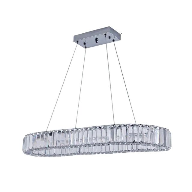 Kryształowy żyrandol, kryształ K9, oświetlenie LED, dł. 70 szer. 25 wys. 7,6 cm, regulowany