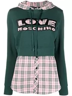 Bluzy damskie - Love Moschino Damska bluza o kroju slim fit z długim rękawem Spersonalizowana z logo Maxi Brand Embroidery. Bluza, Pink Green, 46 - miniaturka - grafika 1