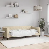 Sofy i kanapy - vidaXL Sofa z funkcją spania, kremowa, 80x200 cm, obita tkaniną - miniaturka - grafika 1