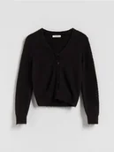 Swetry dla dziewczynek - Reserved - Dzianinowy kardigan - brązowy - miniaturka - grafika 1