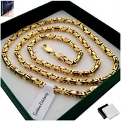 Łańcuszki - Złoty Łańcuszek Męski Splot Królewski Pr. 925/585 45 Cm Prezent + Dedykacja - miniaturka - grafika 1