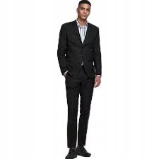 JACK&JONES SPODNIE GARNITUROWE CZARNE MĘSKIE ELEGANCKIE Z WEŁNĄ 56 JYB