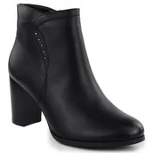 Botki damskie - Skórzane botki damskie na słupku ocieplane czarne Sergio Leone BT25015 - miniaturka - grafika 1