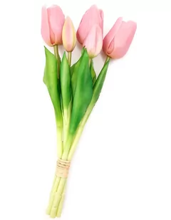 Tulipany silikonowe jak żywe liliowe bukiet 5 sztuk gumowe 29 cm - Sztuczne kwiaty - miniaturka - grafika 1