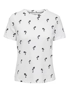 Koszulki i topy damskie - ONLY Women's ONLBONE REG S/S AOP TOP Box JRS T-Shirt, Cloud Dancer/Print:Palm, XS, Cloud Dancer/nadruk: palm, XS - grafika 1