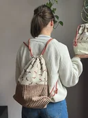 Plecaki worki - Zestaw bawełniany: workoplecak + kosmetyczka jamniki - miniaturka - grafika 1