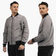 Kurtki męskie - Bomberka Męska Kurtka Przejściowa Lekka Miejska Szara KYMAXX L Szary - miniaturka - grafika 1