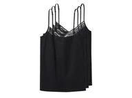 Koszulki i topy damskie - esmara® Podkoszulki damskie z bawełną, 3 sztuki (Czarny, M(40/42)) - miniaturka - grafika 1