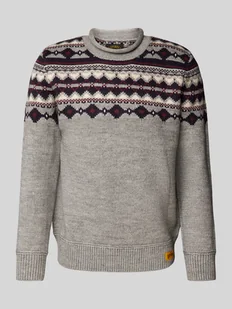 Sweter z dzianiny z naszywką z logo - Swetry męskie - miniaturka - grafika 1