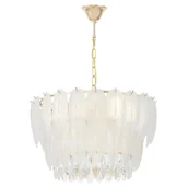 Lampy sufitowe - NOWOCZESNY ŻYRANDOL KRYSZTAŁOWY BIAŁO-ZŁOTY CAVALINI D50 - miniaturka - grafika 1