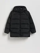 Kurtki i płaszcze dla dziewczynek - Reserved - Pikowana kurtka z naturalnym puchem - czarny - miniaturka - grafika 1