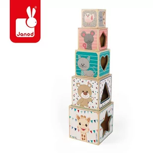 Janod Piramida wieża drewniana Żyrafka Sophie - Zabawki interaktywne dla dzieci - miniaturka - grafika 1